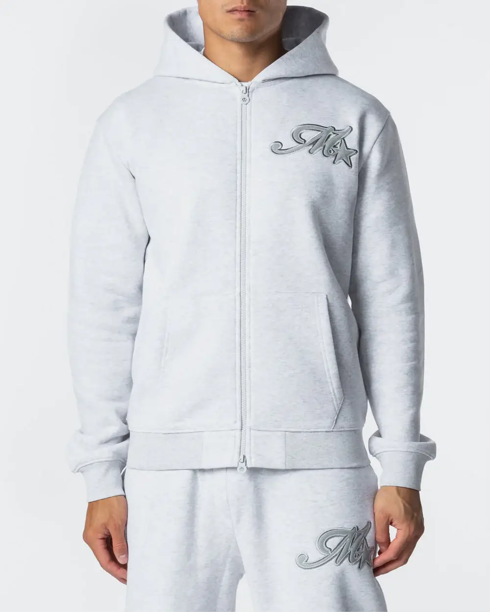 Runway Full Zip Hoodie Grey Marl Runway Full Zip Hoodie Grey Marl