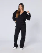 Womens Authenticity Zip Hoodie Black (1)