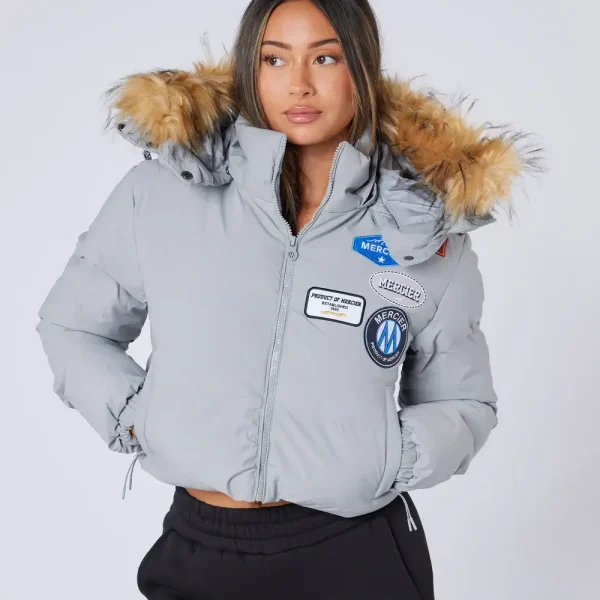 Women's Cropped OG Puffer Jacket Grey (1)
