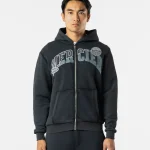 Zip Up Shatter Hoodie Washed Black