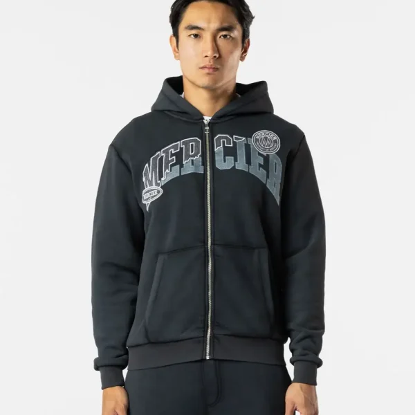 Zip Up Shatter Hoodie Washed Black